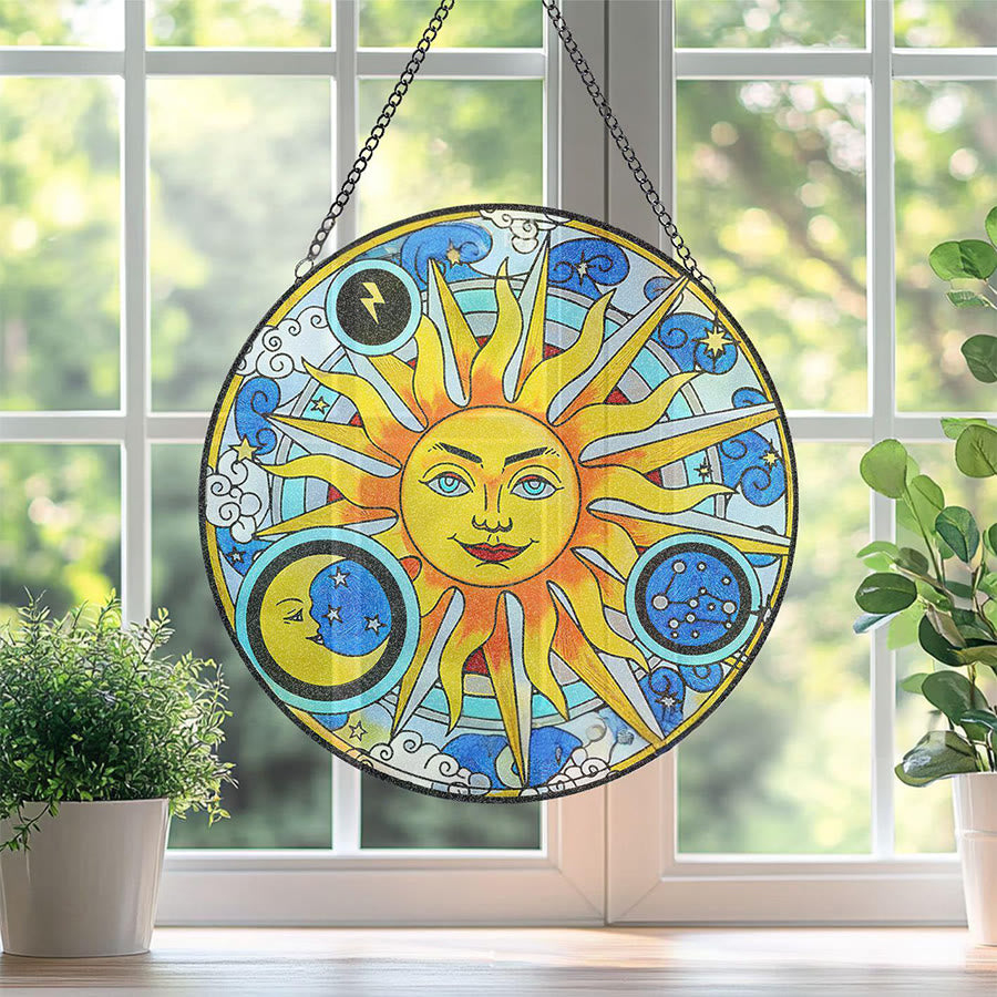 Olivenorma Acchiappasole in vetro colorato con motivo Sole, Luna, Fulmine e Zodiaco - image 5