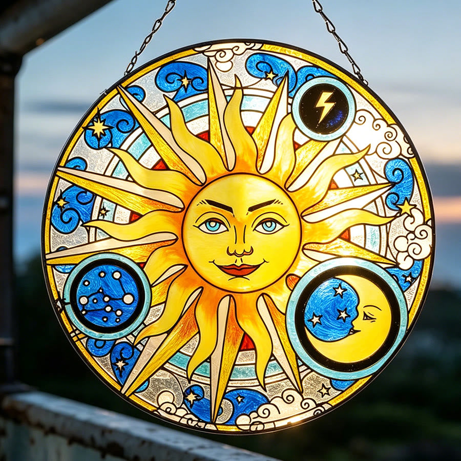 Olivenorma Acchiappasole in vetro colorato con motivo Sole, Luna, Fulmine e Zodiaco - image 8