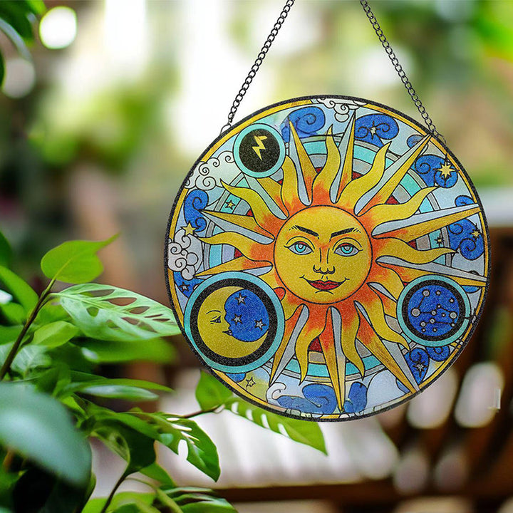 Olivenorma Acchiappasole in vetro colorato con motivo Sole, Luna, Fulmine e Zodiaco - image 1