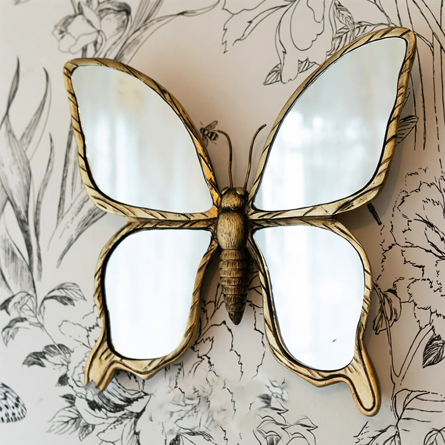 Olivenorma Splendida decorazione murale a forma di libellula per la casa, stile retrò, in resina dorata e vetro, da appendere al muro. - Farfalla - 24,5 cm * 22,5 cm - image 12