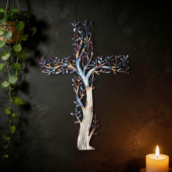 Olivenorma 1 pezzo Decorazione murale in metallo con albero della vita e croce per la casa - image 4