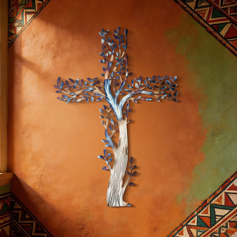 Olivenorma 1 pezzo Decorazione murale in metallo con albero della vita e croce per la casa - image 2