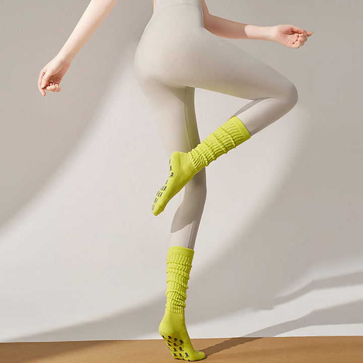 Calzini da yoga da donna Olivenorma con palmo intero in silicone, antiscivolo, per una postura stabile, assorbimento degli urti, traspiranti, elastici e antiscivolo, ideali per allenamento e yoga. - Verde limone-lime - 10 paia - image 11