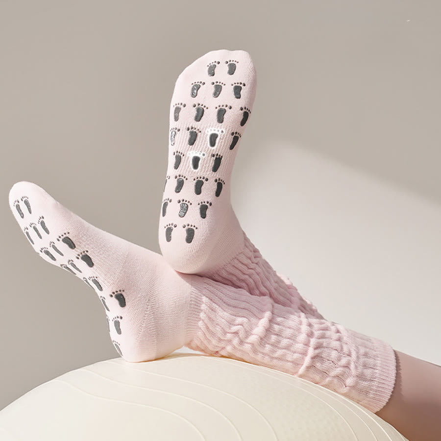 Calzini da yoga da donna Olivenorma con palmo intero in silicone, antiscivolo, per una postura stabile, assorbimento degli urti, traspiranti, elastici e antiscivolo, ideali per allenamento e yoga. - Garza morbida rosa - 10 paia - image 0