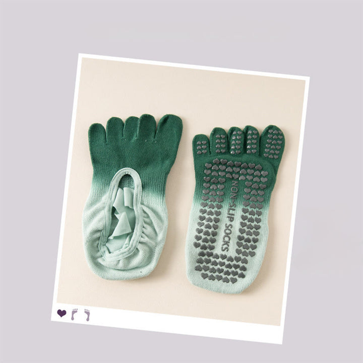 Calze da yoga da donna Olivenorma con punta separata, palmo intero, antiscivolo, resistenti agli urti, traspiranti e flessibili, per palestra indoor. - Blu-verde - 10 paia - image 11