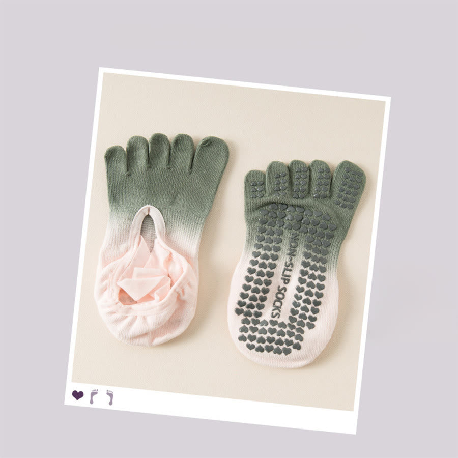 Calze da yoga da donna Olivenorma con punta separata, palmo intero, antiscivolo, resistenti agli urti, traspiranti e flessibili, per palestra indoor. - Grigio pesca - 10 paia - image 14