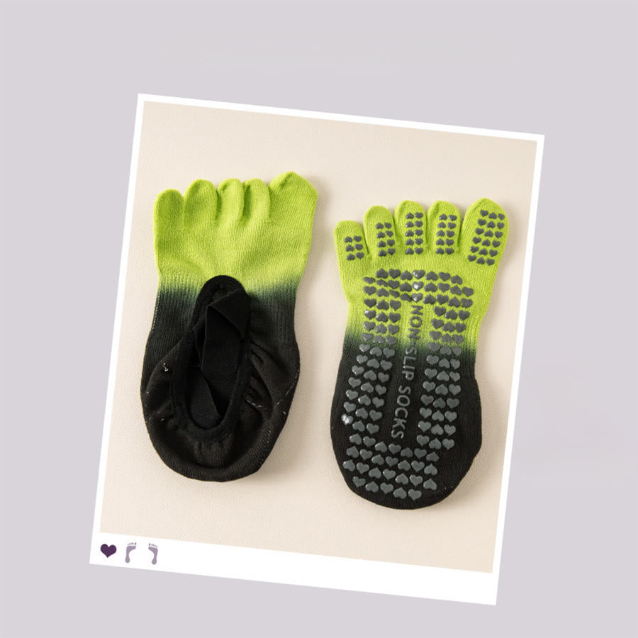 Calze da yoga da donna Olivenorma con punta separata, palmo intero, antiscivolo, resistenti agli urti, traspiranti e flessibili, per palestra indoor. - Verde-Nero - 10 paia - image 13