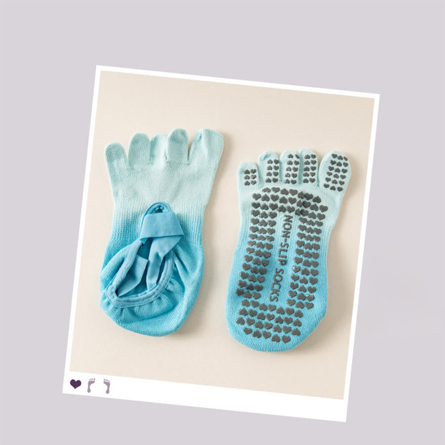 Calze da yoga da donna Olivenorma con punta separata, palmo intero, antiscivolo, resistenti agli urti, traspiranti e flessibili, per palestra indoor. - Blu celeste - 10 paia - image 7