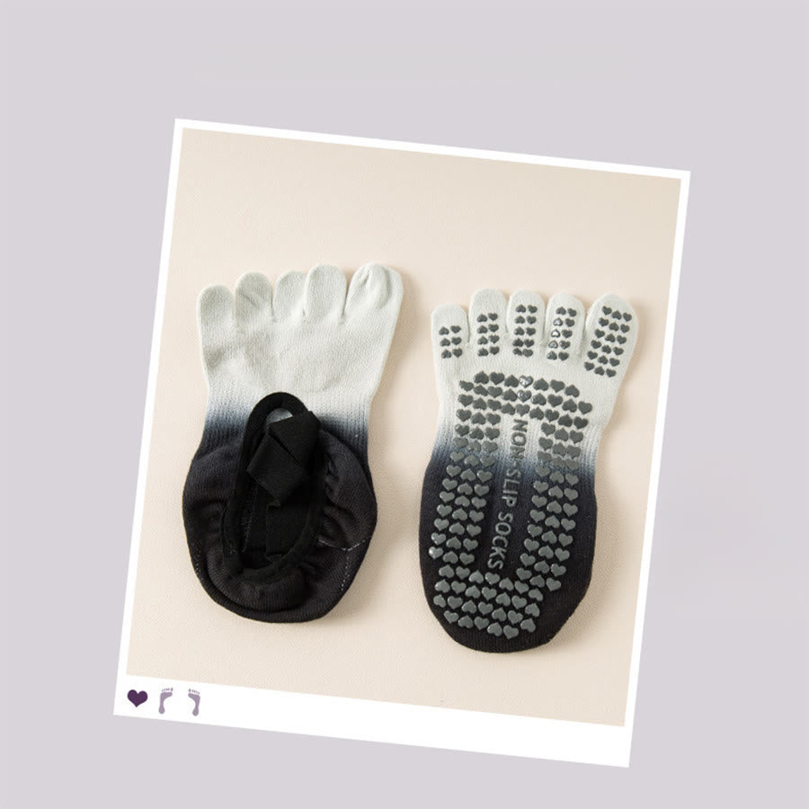 Calze da yoga da donna Olivenorma con punta separata, palmo intero, antiscivolo, resistenti agli urti, traspiranti e flessibili, per palestra indoor. - Grigio-nero - 10 paia - image 12