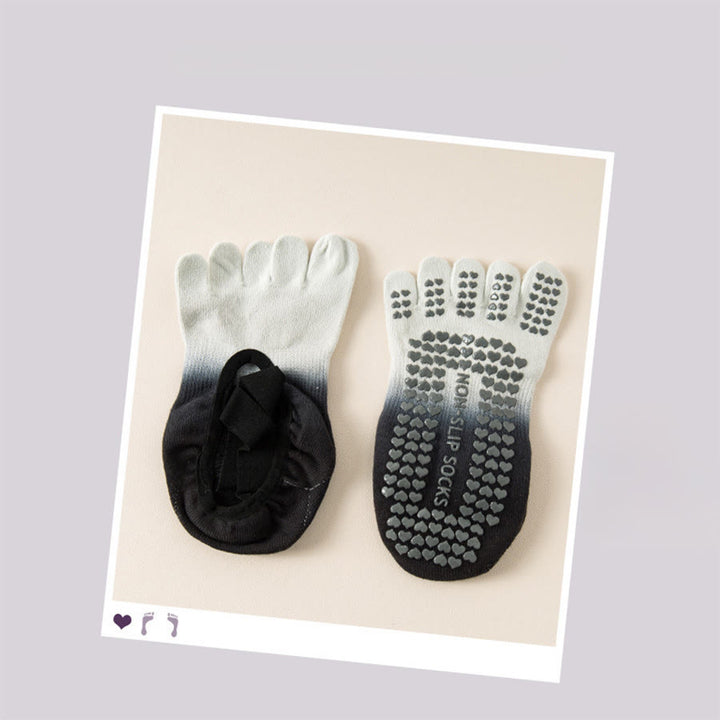 Calze da yoga da donna Olivenorma con punta separata, palmo intero, antiscivolo, resistenti agli urti, traspiranti e flessibili, per palestra indoor. - Grigio-nero - 10 paia - image 12