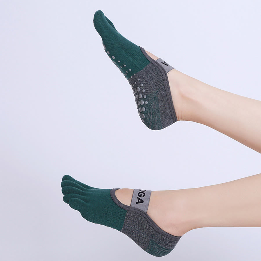 Calze da yoga da donna Olivenorma Premium a cinque dita in maglia antiscivolo con suola in silicone, supporto per l'equilibrio, traspiranti e flessibili, ideali per sport indoor e allenamento. - Verde scuro - 10 paia - image 6