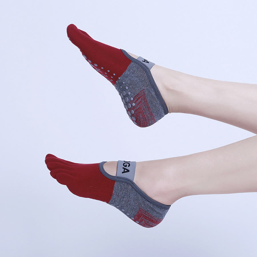 Calze da yoga da donna Olivenorma Premium a cinque dita in maglia antiscivolo con suola in silicone, supporto per l'equilibrio, traspiranti e flessibili, ideali per sport indoor e allenamento. - Rosso vino - 10 paia - image 16