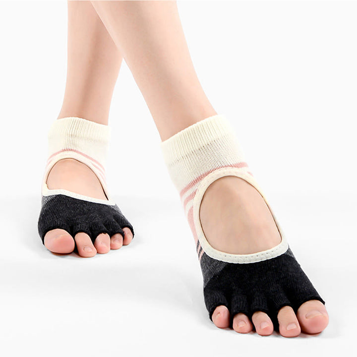 Calze da yoga da donna Olivenorma Five Toe Dual Design antiscivolo con impugnatura in silicone, resistenti agli urti, vestibilità aderente, multiuso per palestra indoor. - image 7