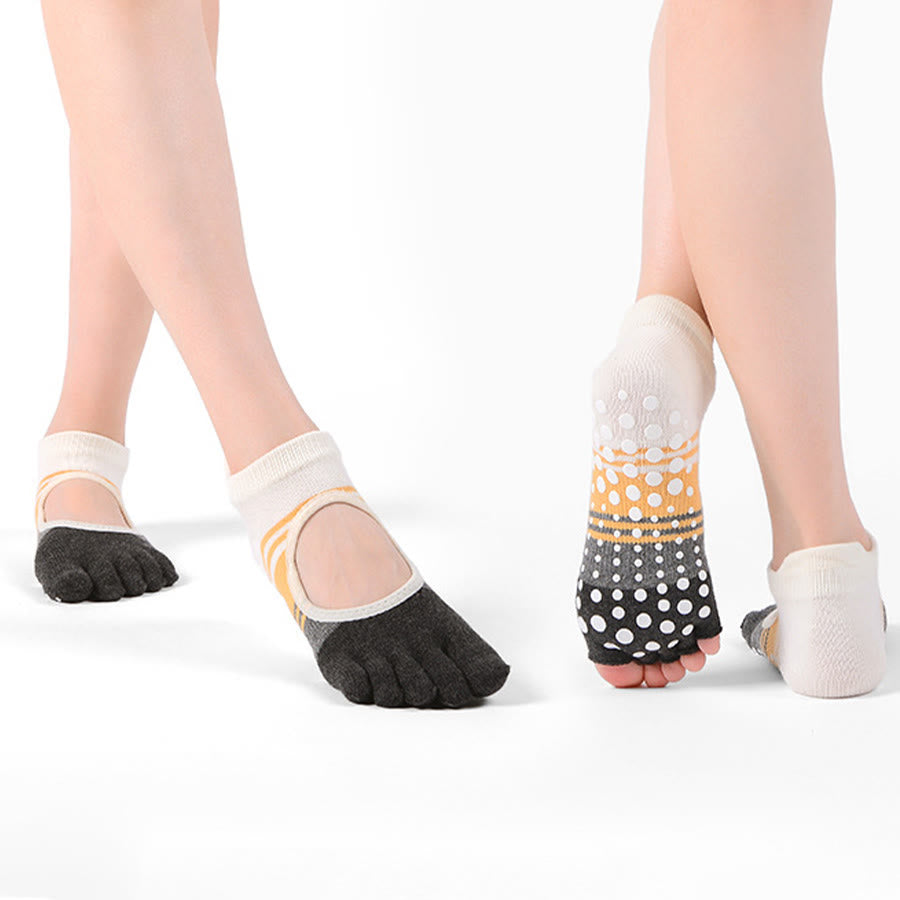 Calze da yoga da donna Olivenorma Five Toe Dual Design antiscivolo con impugnatura in silicone, resistenti agli urti, vestibilità aderente, multiuso per palestra indoor. - image 2