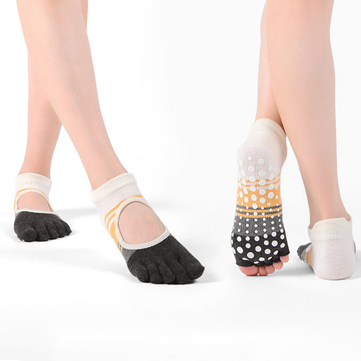 Calze da yoga da donna Olivenorma Five Toe Dual Design antiscivolo con impugnatura in silicone, resistenti agli urti, vestibilità aderente, multiuso per palestra indoor. - image 2