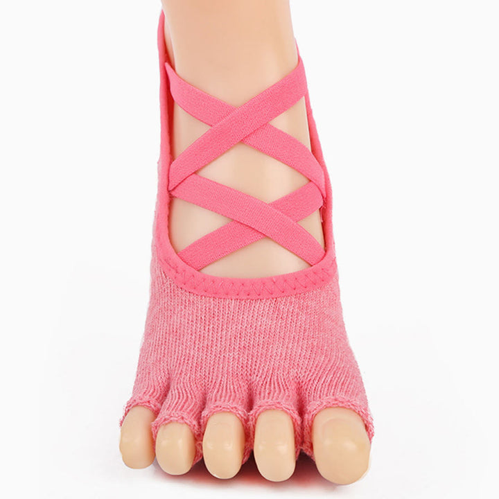 Calzini da yoga da donna Olivenorma Five Toe in silicone antiscivolo con assorbimento degli urti, vestibilità aderente, adatti a tutte le situazioni e attività indoor. - Scarpe rosa a punta aperta - 10 paia - image 21