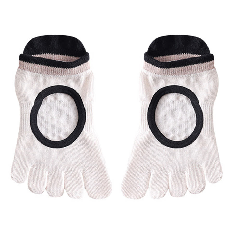 Calzini da yoga da donna Olivenorma con impugnatura in silicone a pianta intera, silenziosi, antiscivolo, per una postura stabile, sollievo dalla pressione e traspiranti. - Beige - 10 paia - image 9