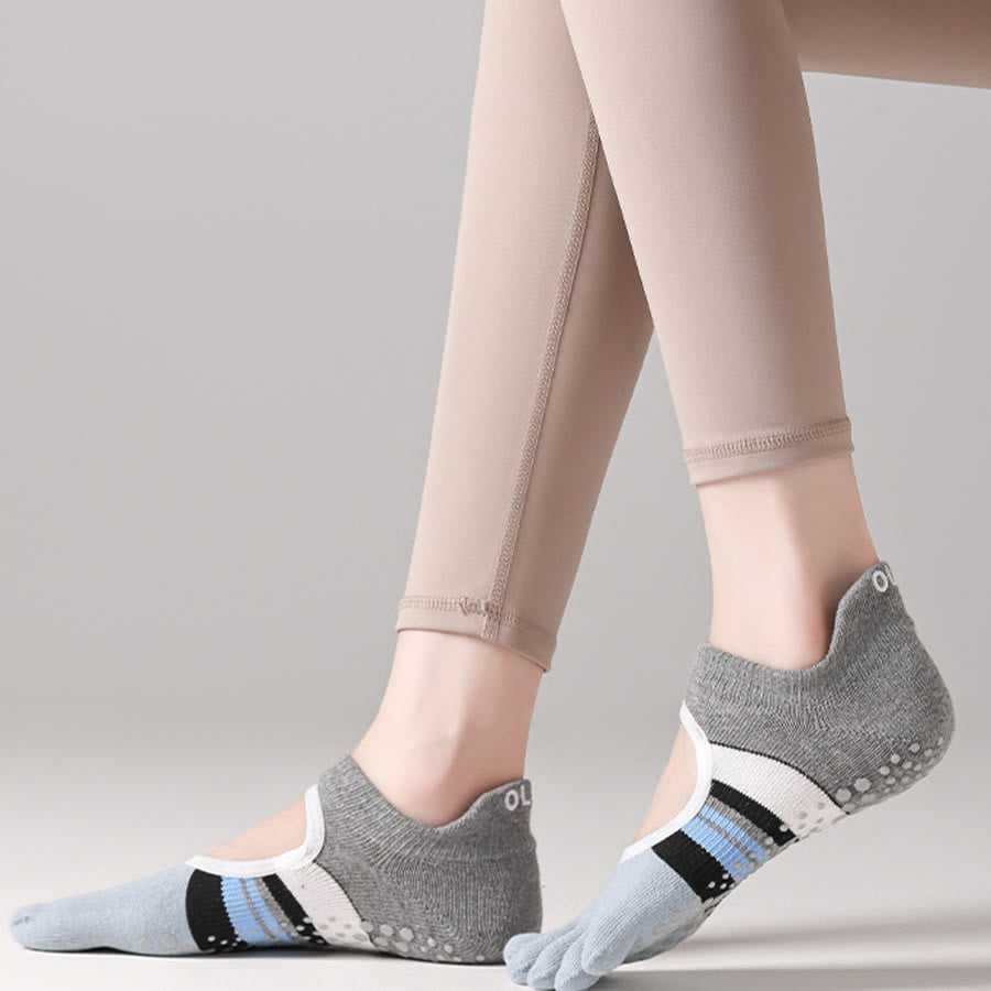 Calzini da yoga da donna Olivenorma con impugnatura in silicone a pianta intera, silenziosi, antiscivolo, per una postura stabile, sollievo dalla pressione e traspiranti. - image 7