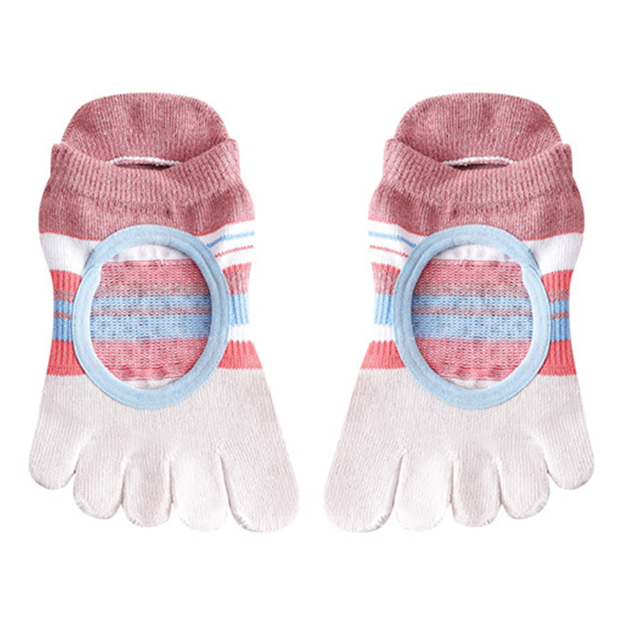 Calzini da yoga da donna Olivenorma con impugnatura in silicone a pianta intera, silenziosi, antiscivolo, per una postura stabile, sollievo dalla pressione e traspiranti. - Rosa - 10 paia - image 2