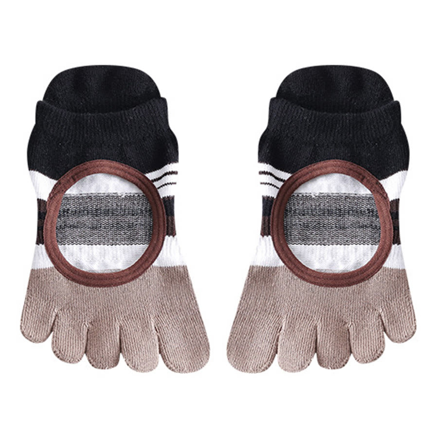 Calzini da yoga da donna Olivenorma con impugnatura in silicone a pianta intera, silenziosi, antiscivolo, per una postura stabile, sollievo dalla pressione e traspiranti. - Marrone - 10 paia - image 8