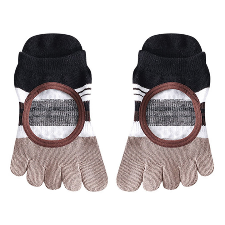 Calzini da yoga da donna Olivenorma con impugnatura in silicone a pianta intera, silenziosi, antiscivolo, per una postura stabile, sollievo dalla pressione e traspiranti. - Marrone - 10 paia - image 8