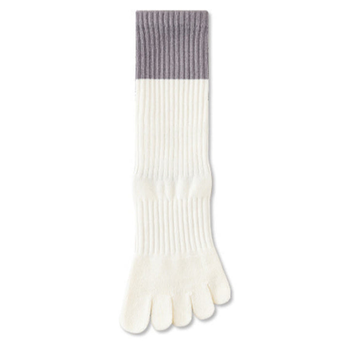 Calze da yoga Olivenorma ad alta elasticità, lunghezza a metà polpaccio, suola intera in silicone antiscivolo, ammortizzanti, silenziose, per sport e fitness, calze da yoga da donna. - Contrasto bianco e grigio - 10 paia - image 3