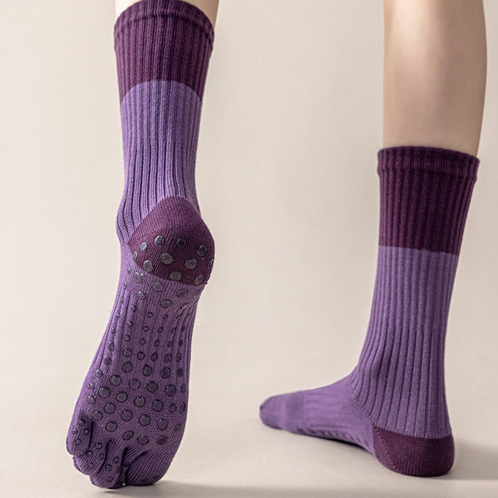 Calze da yoga Olivenorma ad alta elasticità, lunghezza a metà polpaccio, suola intera in silicone antiscivolo, ammortizzanti, silenziose, per sport e fitness, calze da yoga da donna. - image 2