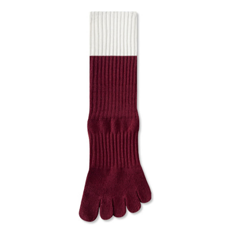 Calze da yoga Olivenorma ad alta elasticità, lunghezza a metà polpaccio, suola intera in silicone antiscivolo, ammortizzanti, silenziose, per sport e fitness, calze da yoga da donna. - Rosso castagna - 10 paia - image 8