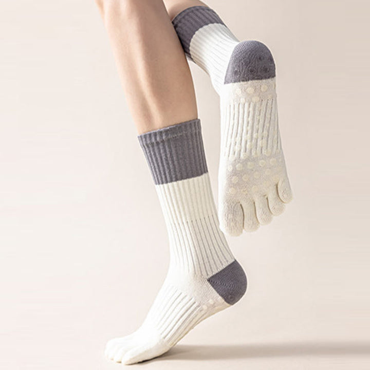 Calze da yoga Olivenorma ad alta elasticità, lunghezza a metà polpaccio, suola intera in silicone antiscivolo, ammortizzanti, silenziose, per sport e fitness, calze da yoga da donna. - image 4