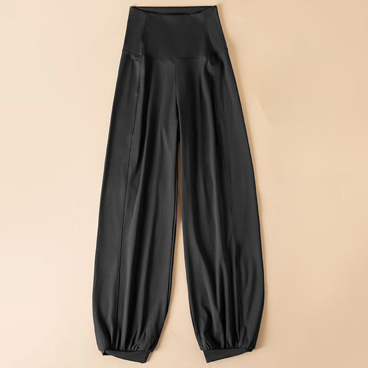 Pantaloni da jogging harem Olivenorma a vita alta, gamba larga e casual, ideali per il fitness. - Nero - L - image 2