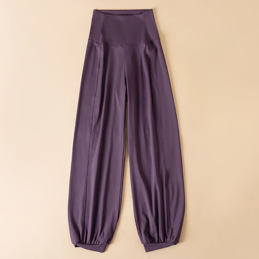 Pantaloni da jogging harem Olivenorma a vita alta, gamba larga e casual, ideali per il fitness. - Viola imperiale - L - image 1