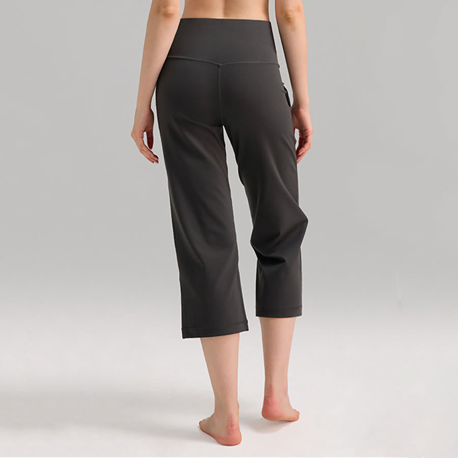 Pantaloni capri a vita alta Olivenorma , gamba larga, con tasche, ideali per yoga e fitness, da donna. - image 10