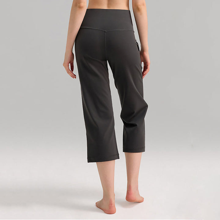 Pantaloni capri a vita alta Olivenorma , gamba larga, con tasche, ideali per yoga e fitness, da donna. - image 10