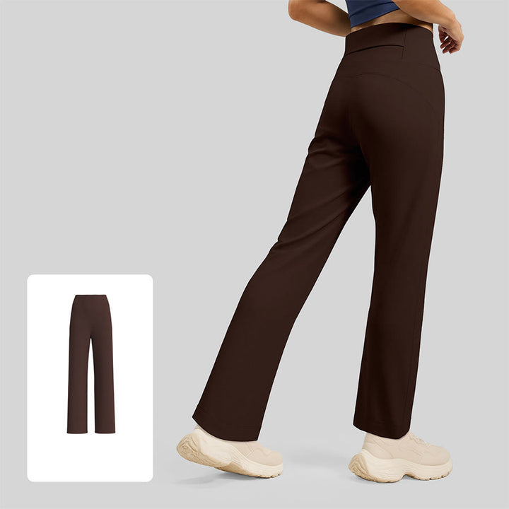 Pantaloni da yoga da donna Olivenorma Crossover a vita alta con spacco laterale e gamba larga, modello ampio e drappeggiato. - Caffè distillato - XL - image 2