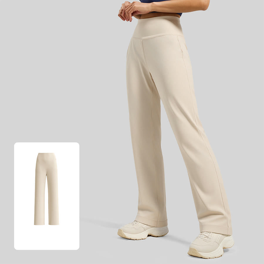 Pantaloni da yoga da donna Olivenorma Crossover a vita alta con spacco laterale e gamba larga, modello ampio e drappeggiato. - Bianco Diamante - XL - image 5