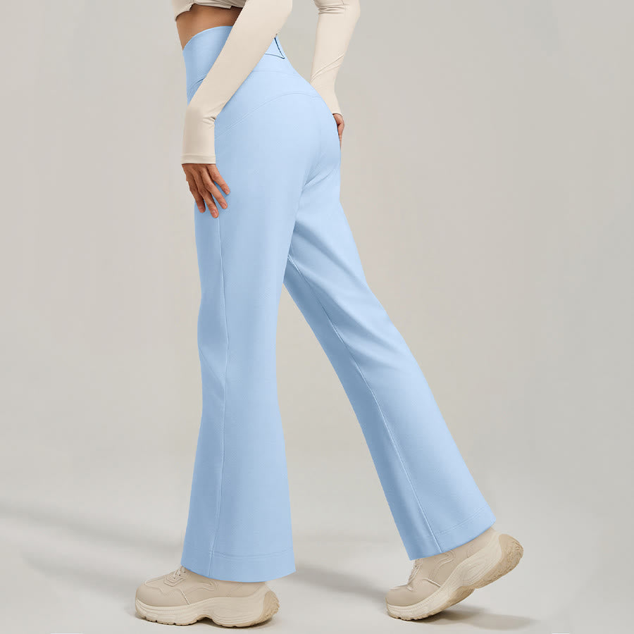 Pantaloni da yoga da donna Olivenorma Crossover a vita alta con spacco laterale e gamba larga, modello ampio e drappeggiato. - image 1