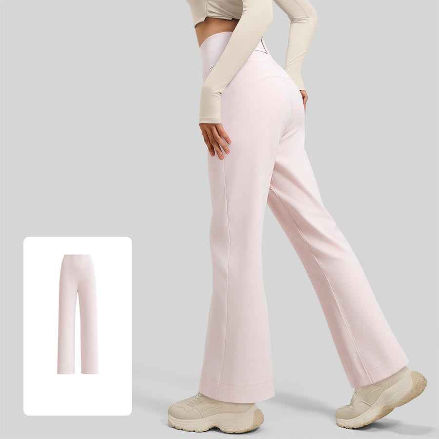 Pantaloni da yoga da donna Olivenorma Crossover a vita alta con spacco laterale e gamba larga, modello ampio e drappeggiato. - Rosa nebbia tenue - XL - image 9