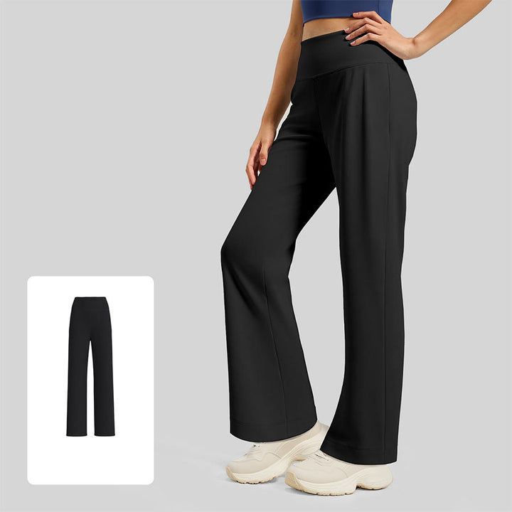 Pantaloni da yoga da donna Olivenorma Crossover a vita alta con spacco laterale e gamba larga, modello ampio e drappeggiato. - Nero stellato - XL - image 3