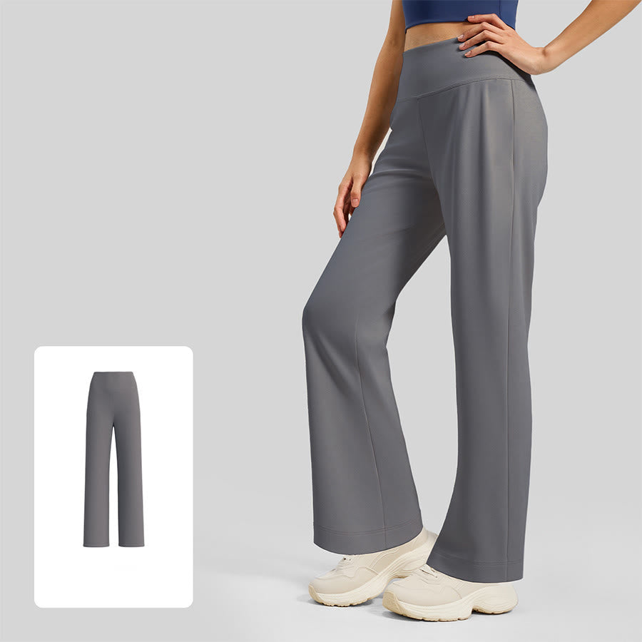 Pantaloni da yoga da donna Olivenorma Crossover a vita alta con spacco laterale e gamba larga, modello ampio e drappeggiato. - Grigio roccia marina - XL - image 8
