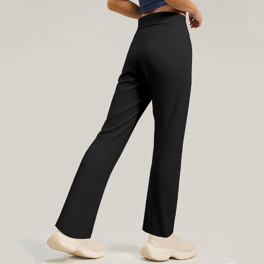 Pantaloni da yoga da donna Olivenorma Crossover a vita alta con spacco laterale e gamba larga, modello ampio e drappeggiato. - image 4