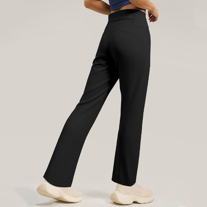 Pantaloni da yoga da donna Olivenorma Crossover a vita alta con spacco laterale e gamba larga, modello ampio e drappeggiato. - image 4