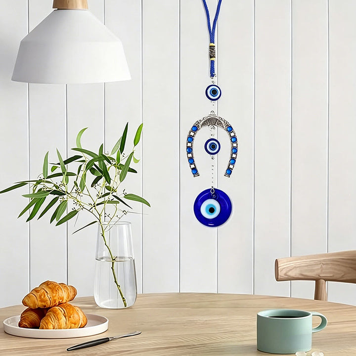 Ornamento da appendere per la casa Olivenorma con motivo retrò a ferro di cavallo e occhio di Allah. - image 2