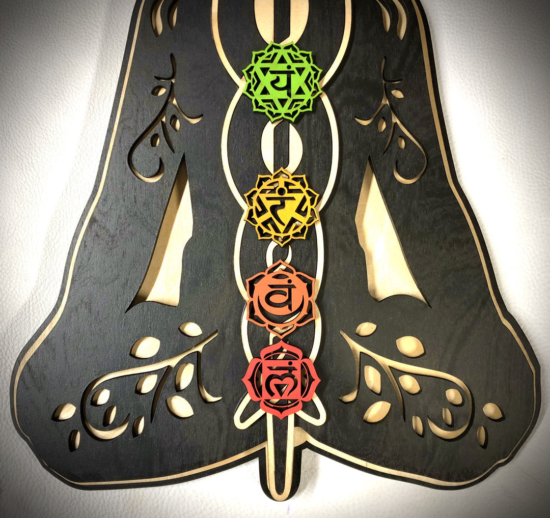 Olivenorma Kundalini Chakra Decorazione murale in legno dipinto a mano