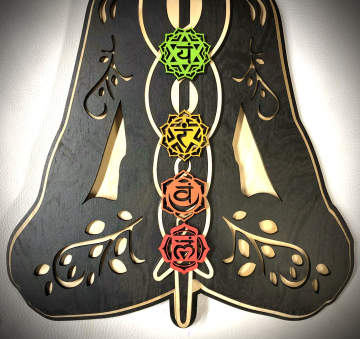 Olivenorma Kundalini Chakra Decorazione murale in legno dipinto a mano