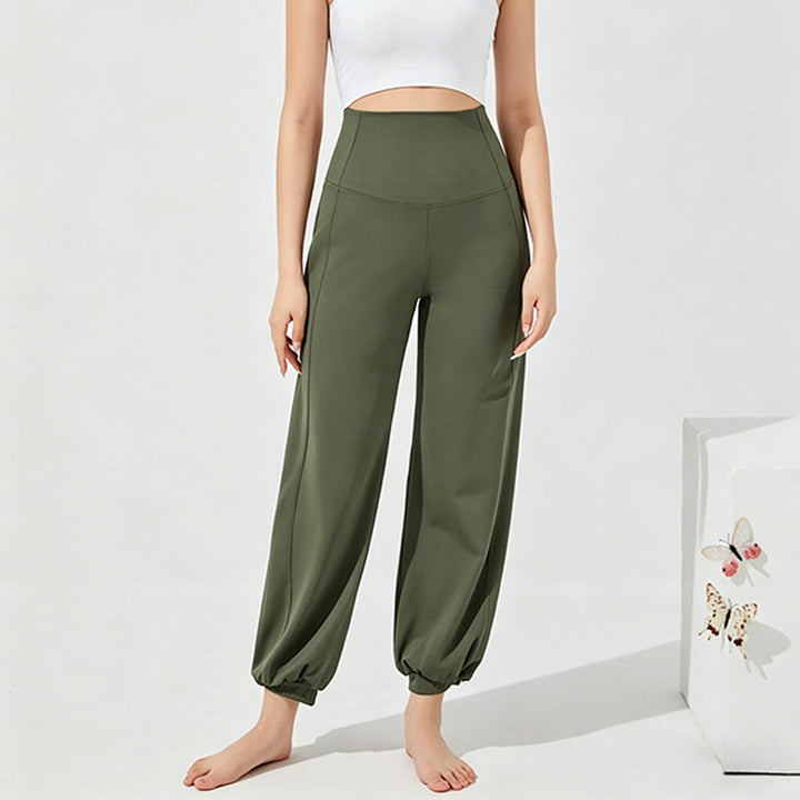 Pantaloni da yoga larghi a vita alta e lunghezza alla caviglia Olivenorma da donna. - Verde militare - XL - image 14