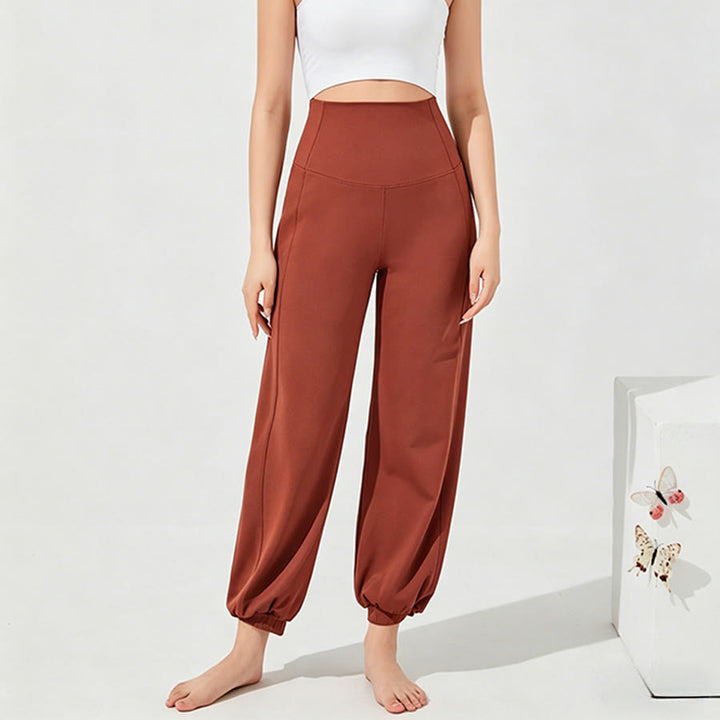 Pantaloni da yoga larghi a vita alta e lunghezza alla caviglia Olivenorma da donna. - Rosso corallo - XL - image 12