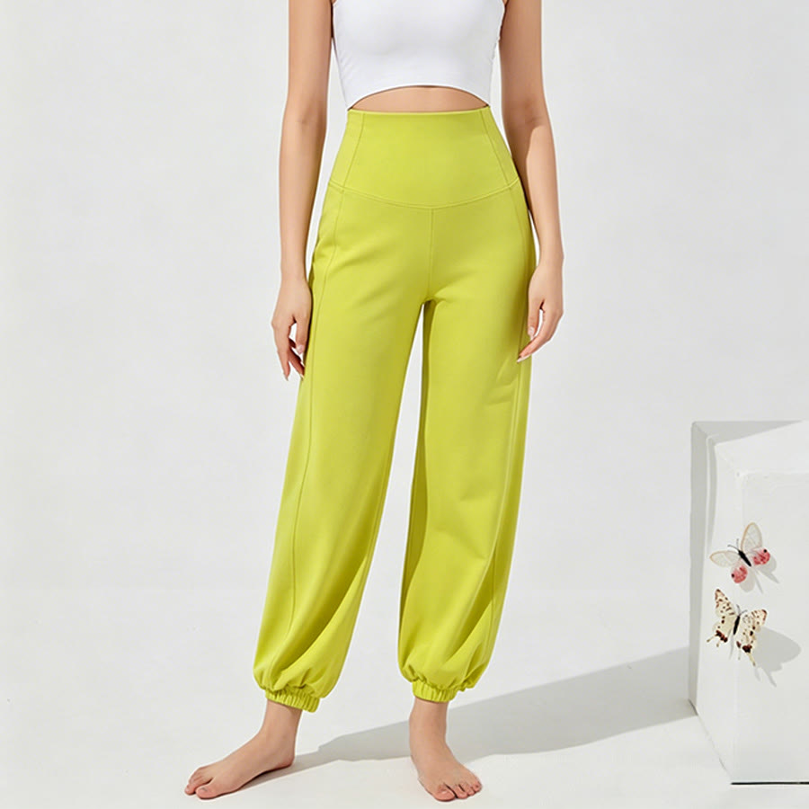 Pantaloni da yoga larghi a vita alta e lunghezza alla caviglia Olivenorma da donna. - Giallo - XL - image 11