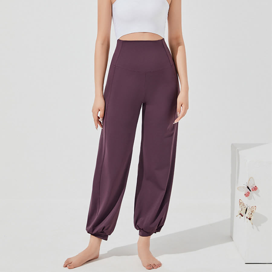 Pantaloni da yoga larghi a vita alta e lunghezza alla caviglia Olivenorma da donna. - Rosso porpora - XL - image 0