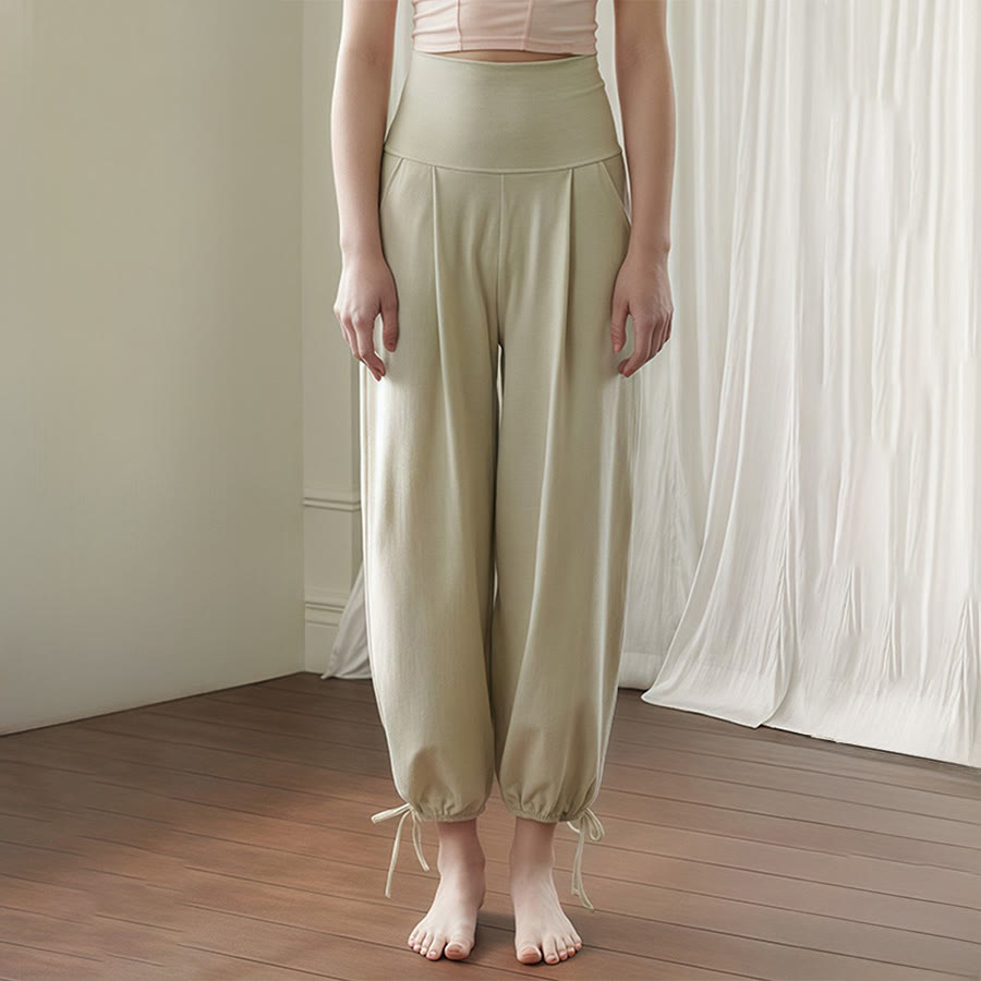 Pantaloni harem da yoga da donna Olivenorma a vita alta, plissettati e con coulisse alla caviglia. - Verde - L - image 4