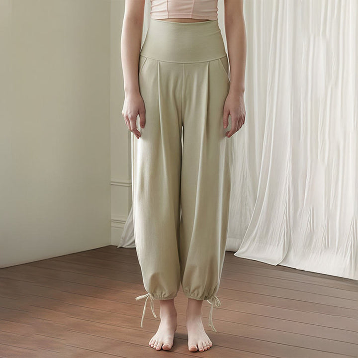 Pantaloni harem da yoga da donna Olivenorma a vita alta, plissettati e con coulisse alla caviglia. - Verde - L - image 4